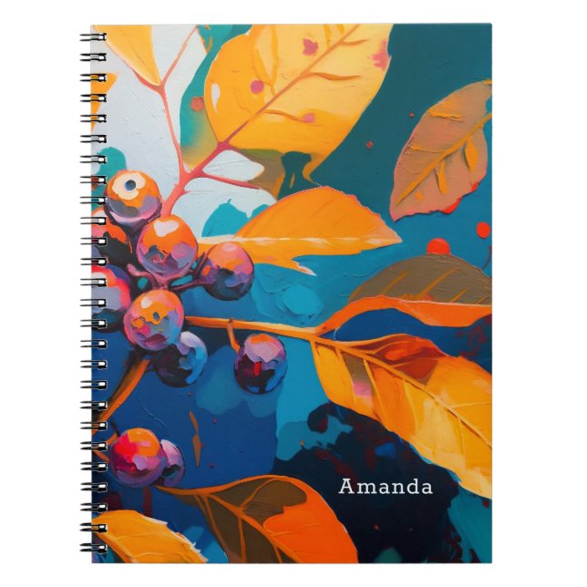 Fall woodland leaves. Autumn foliage and berry Notebook (Front)