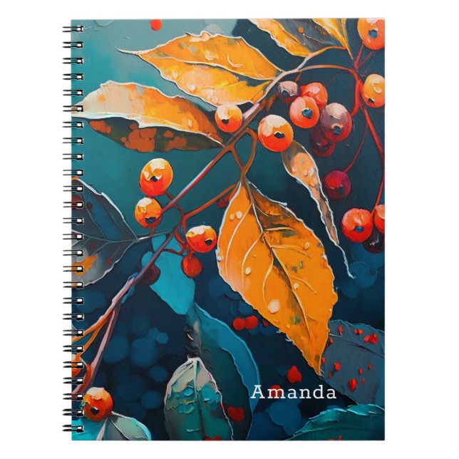 Fall woodland leaves painted. Nature floral autumn Notebook (Front)