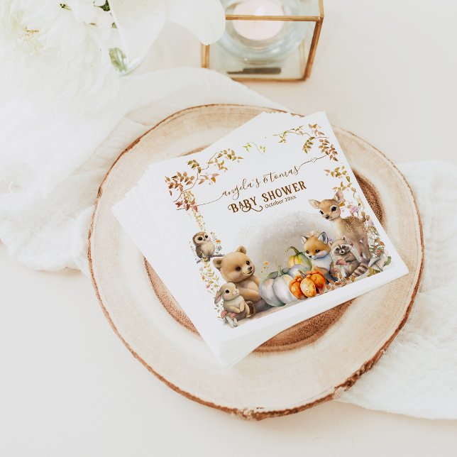 Fall Woodland Little Pumpkin Baby Shower Napkin (Creator Uploaded)