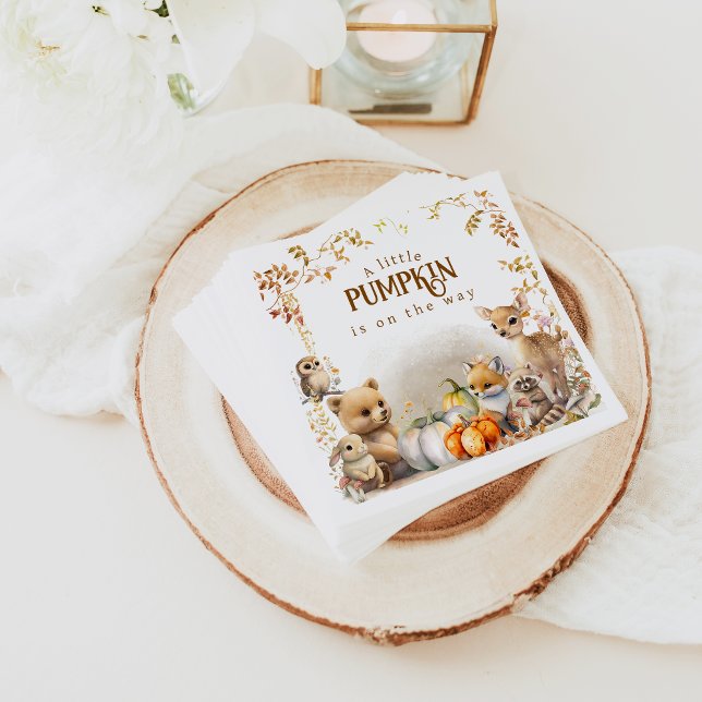 Fall Woodland Little Pumpkin Baby Shower Napkin (Creator Uploaded)