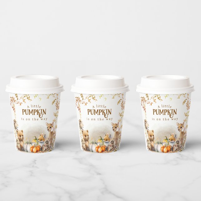 Fall Woodland Little Pumpkin Baby Shower Paper Cups (Multi)
