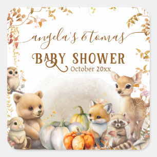 Fall Woodland Little Pumpkin Baby Shower Square Sticker
