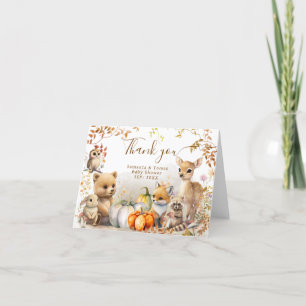 Fall Woodland Little Pumpkin Baby Shower Thank You Card