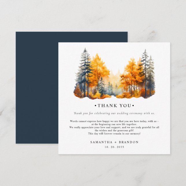 Fall Woods wedding Thank You Card (Front/Back)