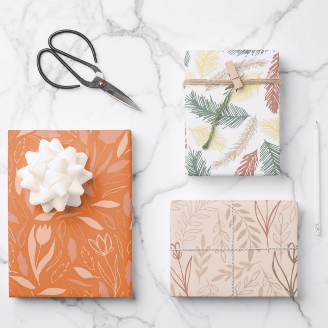 Fall Wrapping Paper Flat Sheet Set of 3 (Front)