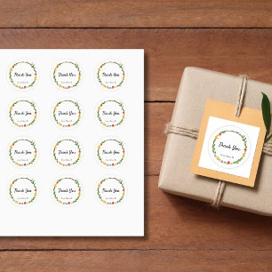 Fall Wreath Autumn Leaves Thank You Classic Round Sticker
