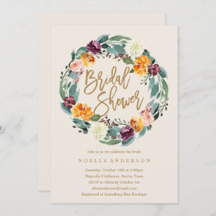 Fall Wreath Bridal Shower Invitation