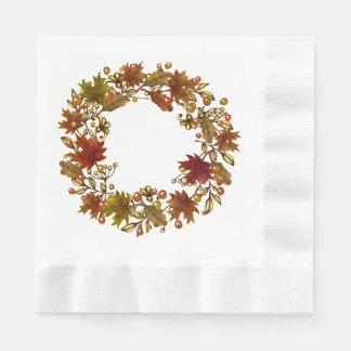 Fall Wreath Cocktail Paper Napkin