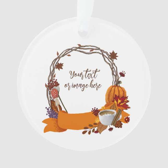 Fall Wreath Digital Painting  Ornament (Front)