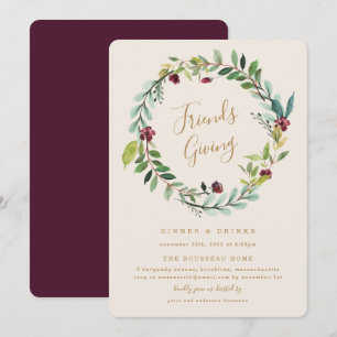 Fall Wreath Friends Giving Dinner Party Invitation