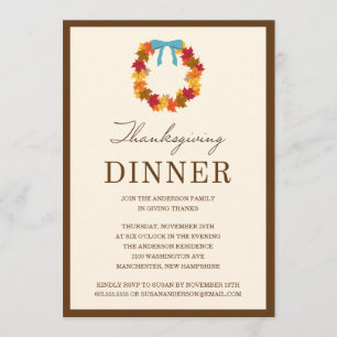 FALL WREATH IN BLUE   THANKSGIVING DINNER INVITE