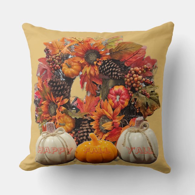 Fall wreath pumpkin decor cushion (Front)