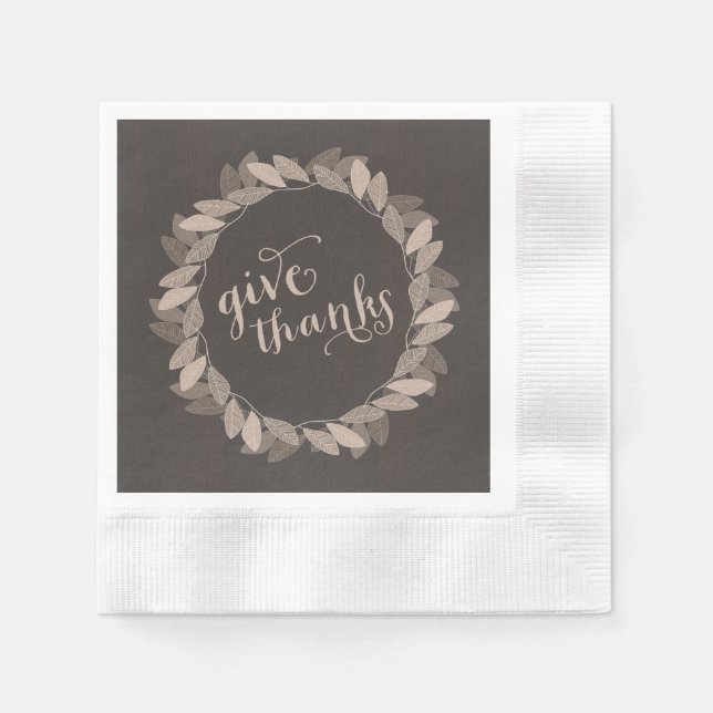 Fall Wreath | Thanksgiving Paper Napkins (Front)