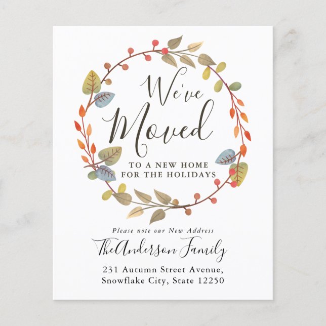 Fall Wreath We Moved Holiday Moving Announcement (Front)