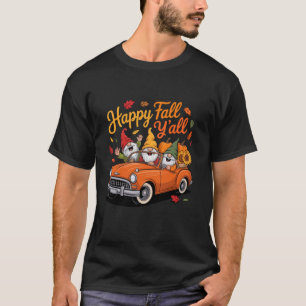 Fall Y all Thanksgiving Three Gnomes Carrying Pump T-Shirt