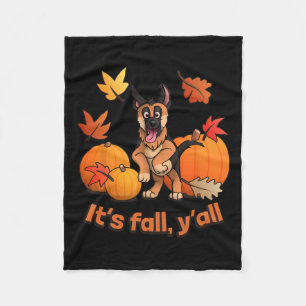 Fall Yall German Shepherd Puppy Fleece Blanket