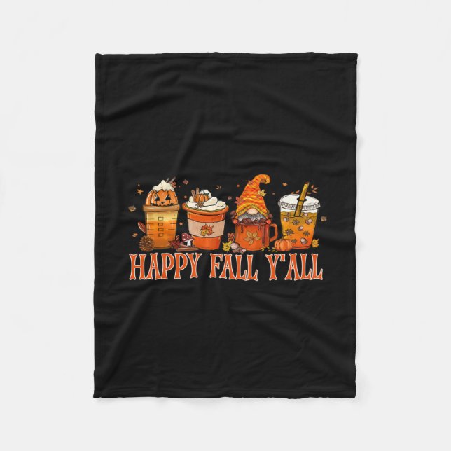 Fall Y'all Gnome Halloween  Fleece Blanket (Front)