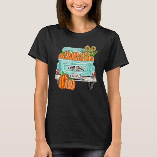Fall Y'all Truck Pumpkin Sunflower Autumn Fall Tha T-Shirt (Front)