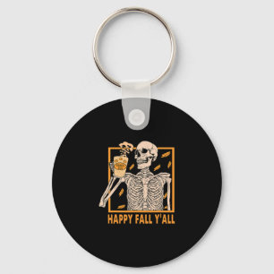 Fall Yall Women Halloween Skeleton Pumpkin Spice Key Ring