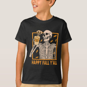 Fall Yall Women Halloween Skeleton Pumpkin Spice  T-Shirt