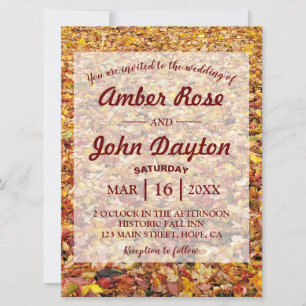Fall Yellow Leaves Rustic Wedding Invitations