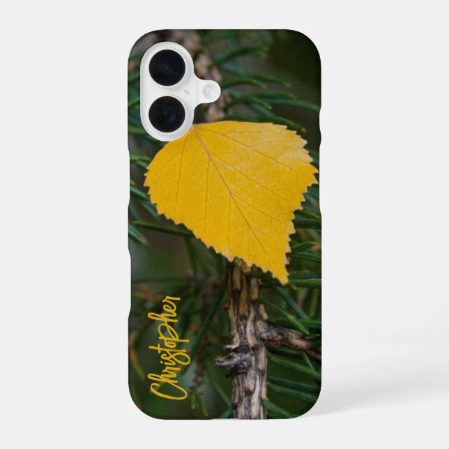 Fall Yellow Quaking Aspen Leave Photograph Custom iPhone 16 Case (Back)