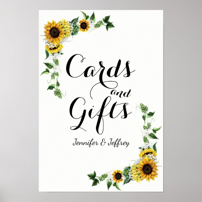 Fall Yellow Sunflower Rustic Barn Wedding Poster (Front)