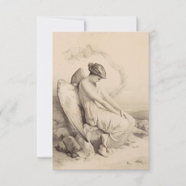 Fallen Angel Contemplation Holy Card (Front)