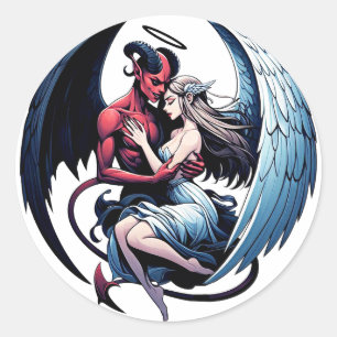 Fallen Angel Demon Angel woman fantasy dark art Classic Round Sticker
