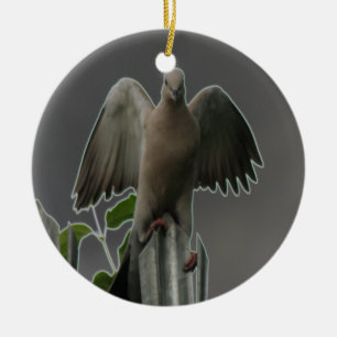 Fallen Angel Dove Custom Birthday Ceramic Tree Decoration