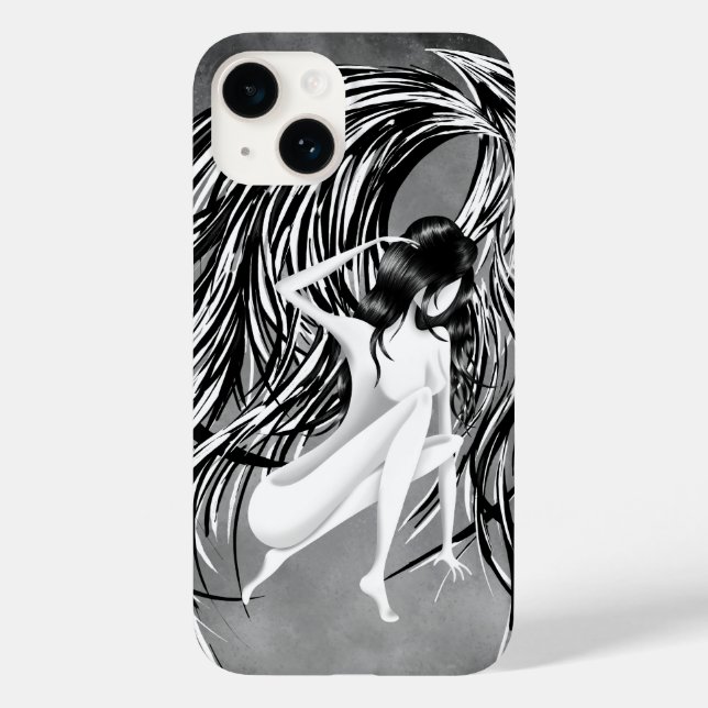 Fallen Angel Grey Monochrome  Case-Mate iPhone Case (Back)