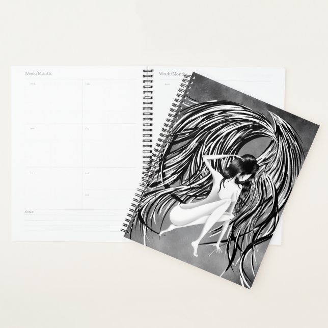 Fallen Angel Grey Monochrome  Planner (Display)