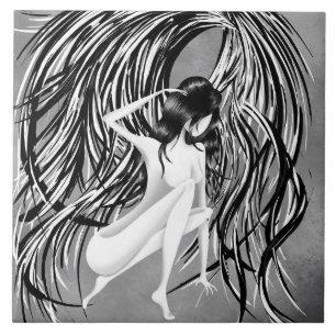 Fallen Angel Grey  Monochrome  Tile