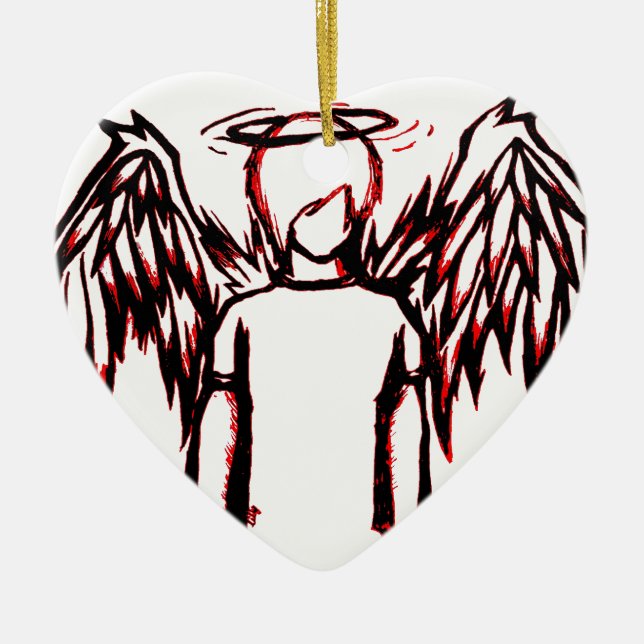 Fallen Angel red Ceramic Tree Decoration (Front)