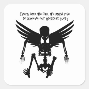 Fallen Angel Skeleton Quotes Wise Words Art Square Sticker