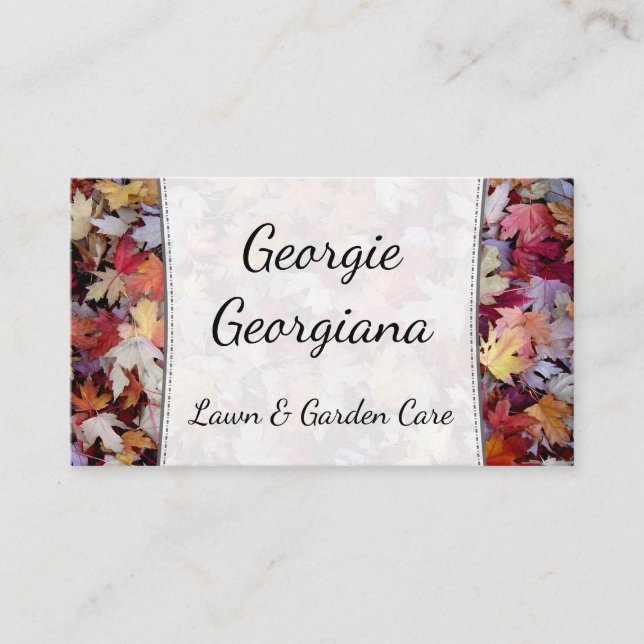 Fallen Autumn Leaves Lawn Care Business Card (Front)