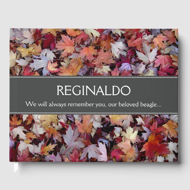 Fallen Autumn Leaves Pet Memorial Guest Book (Front)