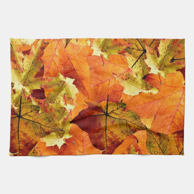 Fallen Autumn Leaves Tea Towel (Horizontal)