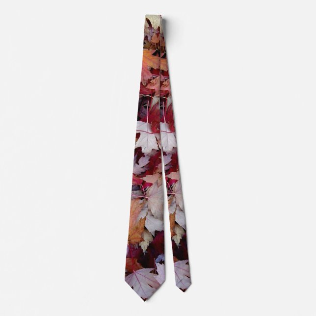 Fallen Autumn Tree Leaves Tie (Front)