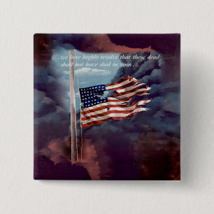 Fallen But Not Forgotten Smoke and Torn Flag 15 Cm Square Badge