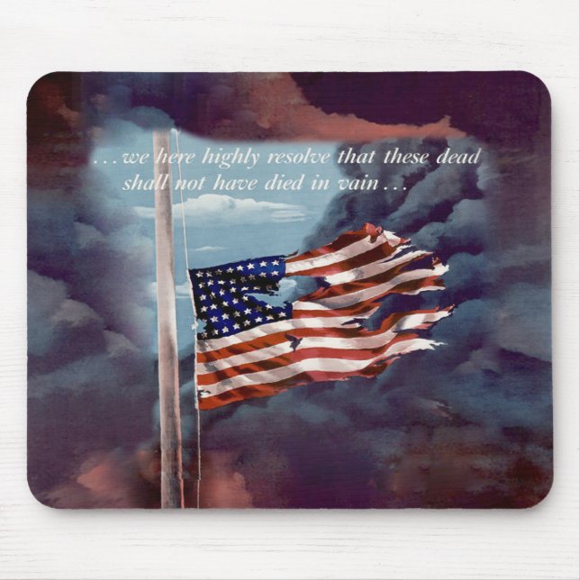 Fallen But Not Forgotten Smoke and Torn Flag Mouse Mat (Front)