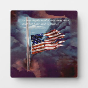 Fallen But Not Forgotten Smoke and Torn Flag Plaque