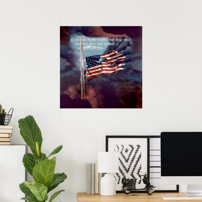Fallen But Not Forgotten Smoke and Torn Flag Poster (Home Office)