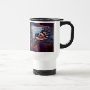 Fallen But Not Forgotten Smoke and Torn Flag Travel Mug