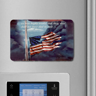 Fallen But Not Forgotten Smoke Torn Flag Flexible  Magnet