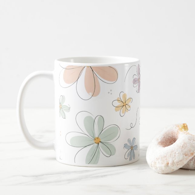 fallen flowers  mug (With Donut)