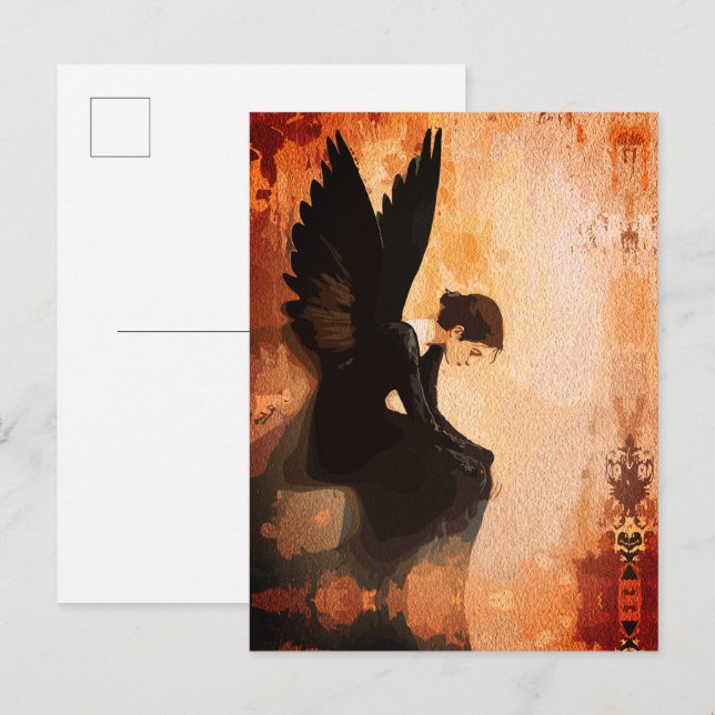 Fallen Grace – Melancholic Angel Reflection Postcard (Front/Back)