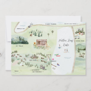 Fallen Leaf Lake Wedding Map Itinerary Invitation