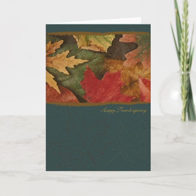 fallen leafs-Thanksgiving Holiday Card (Front)
