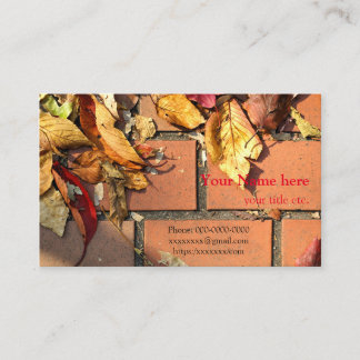 fallen leaves autumn colors, business card Fall of